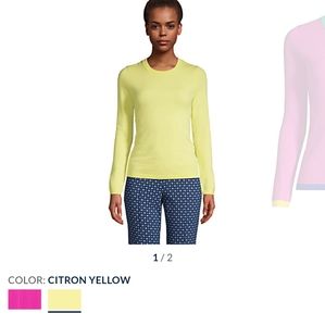NWT Lands End Cashmere Sweater - Citron Yellow - Size XL